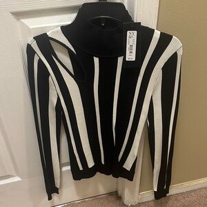New York & Company Monochrome Striped Top